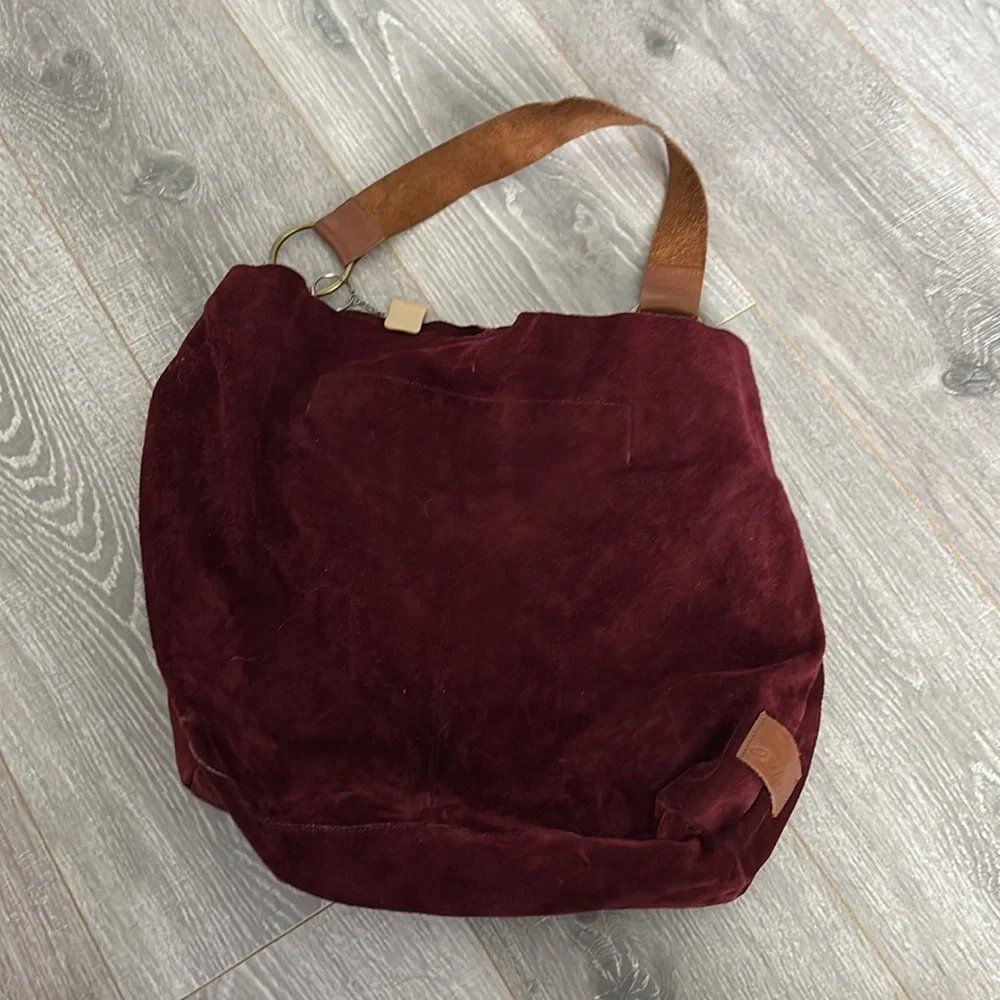 Bob Timberlake Red Suede Hobo Bag NWT